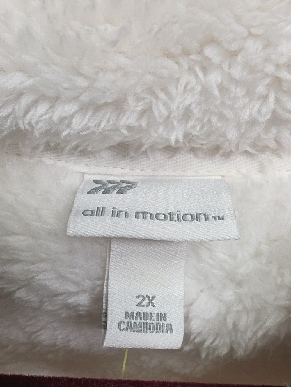 All In Motion Woman's Plus Size Cozy White Fleece Pullover Jacket - Picture 3 of 3